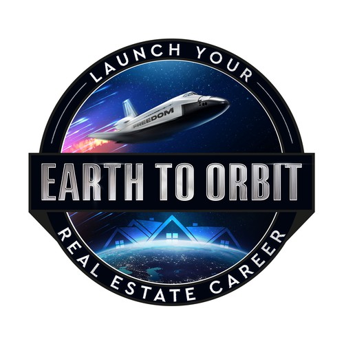 Realistic Logo for "Earth to Orbit" Sales Course. Achieve financial freedom through real estate. Design by GIRA.