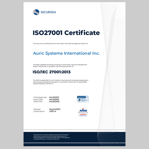 ISO Certificate Design Design by enan+grphx