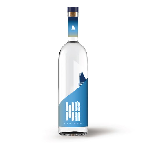 Product label for Cayman islands premium vodka Design by Osolindu