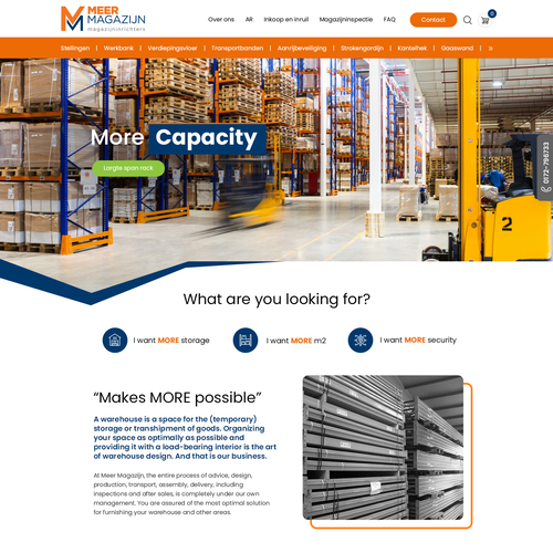 Creative website templates for a leading pallet racks company_ Meermagazijn Design by Technology Wisdom