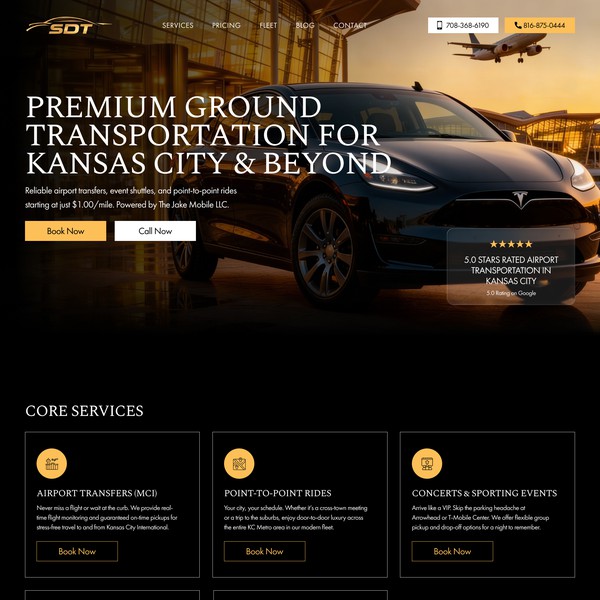 Luxury website for Premium Ground Transportation for Kansas City & Beyond