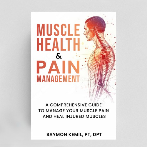 Book cover with a drawing images of the human anatomy combining muscles and bone structure. Design by NoBoundaries