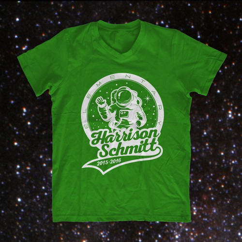 Create an elementary school t-shirt design that includes an astronaut Diseño de zzzArt