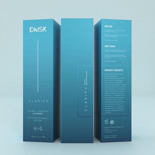 Luxury, high-end product box design for facial cleanser. Design by DG[Graphix]