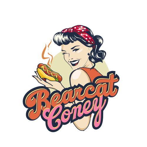 G-Rated Cartoon PinUp Girl girl logo for Retro Coney Hotdog restaurant Design by nindadian