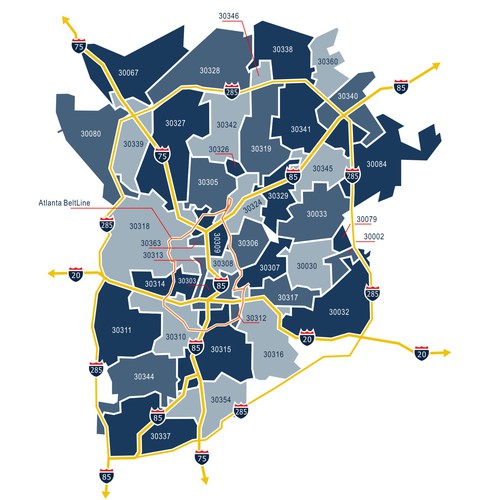 Map Designs for Atlanta Area Neighborhoods Réalisé par OnyK