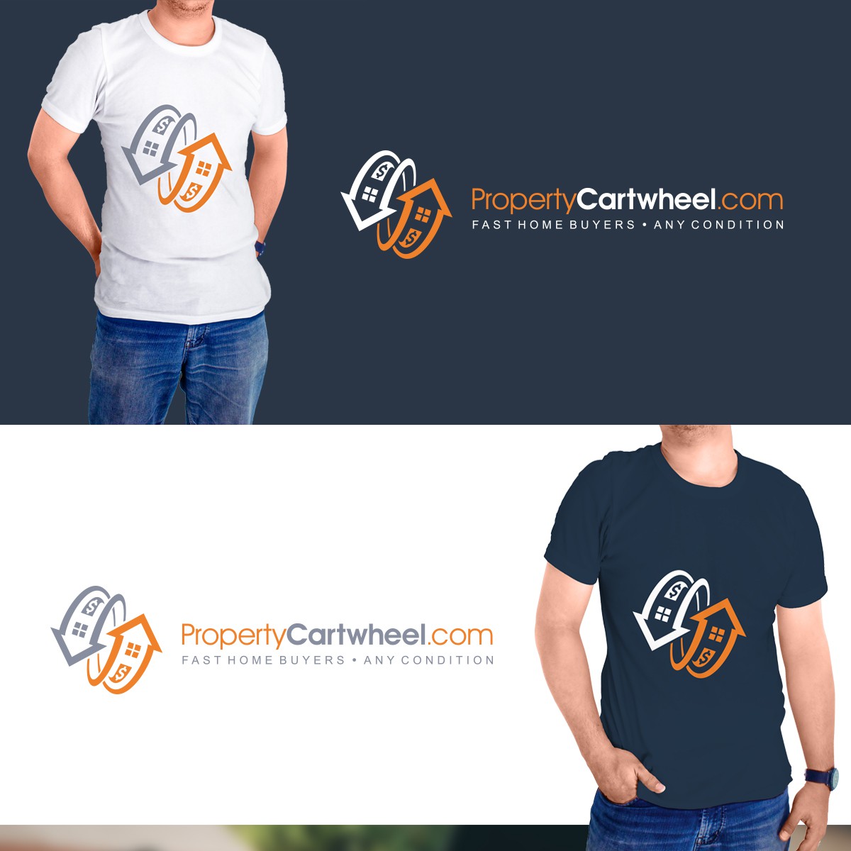 Shirt logo with the title 'Clean, mildly playful house flipping/real estate logo.'