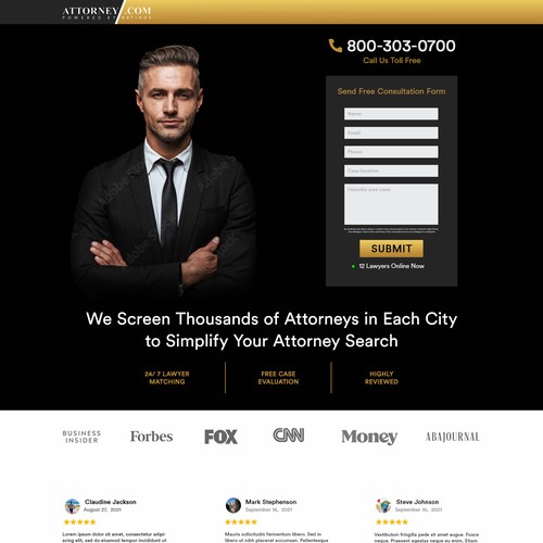 Design a Landing Page for Attorney.com Design by Umetnick