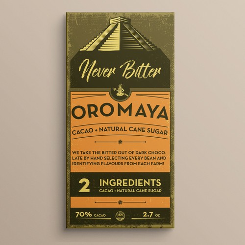 2 INGREDIENT, PURE CHOCOLATE BAR PACKAGE Design by Ideera