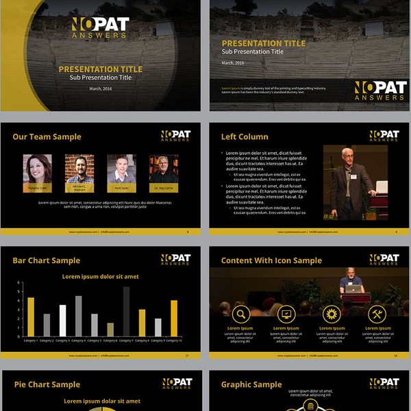 Diseño de Flatmilter titulado "Designing Powerpoint and Keynote Presentation template for No Pat Answers"