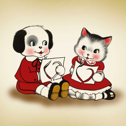 Vintage Valentine Character Illustrations