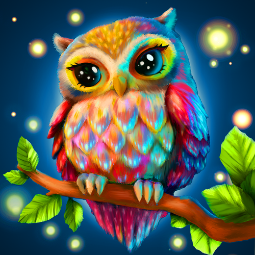 Cute Owl for painting by numbers Réalisé par Valeriia_h