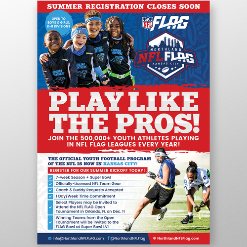 Exciting nfl flag youth football flyer for schools