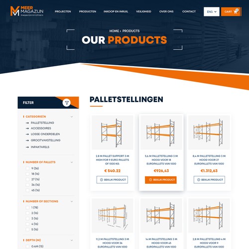 Creative website templates for a leading pallet racks company_ Meermagazijn Design by Adventix