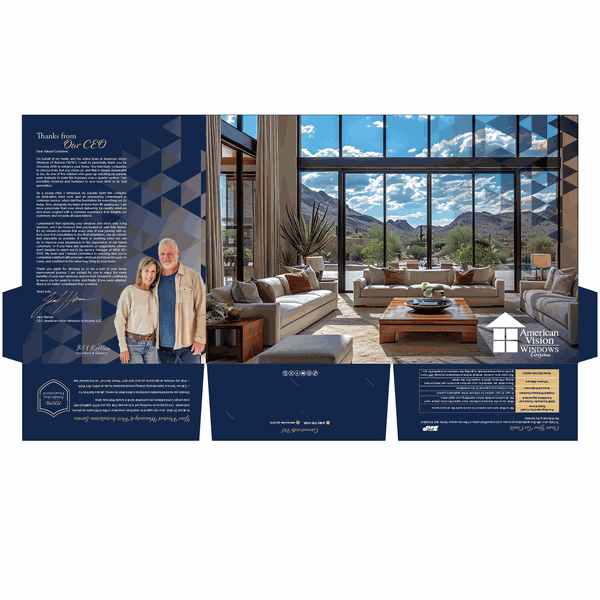 Three pocket folder design for window company