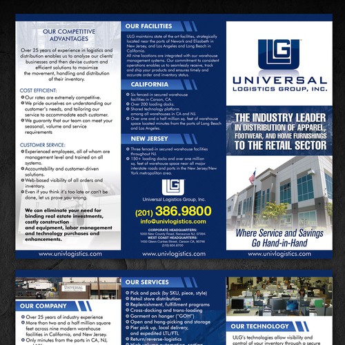 Create the next single-page advertising brochure for Universal Logistics Group Réalisé par sercor80