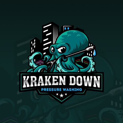 I need a powerful design for Kraken down pressure washing. Design by Elleve