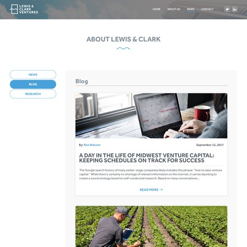 Create a modern Word Press theme design for Lewis & Clark Ventures Design by Balabek