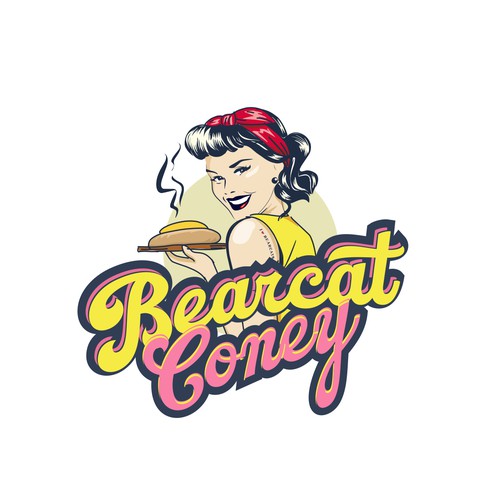G-Rated Cartoon PinUp Girl girl logo for Retro Coney Hotdog restaurant Design by nindadian