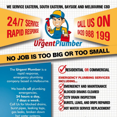 Create the next postcard or flyer for The Urgent Plumber Design by ClassEDesign313