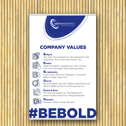 We need a powerful values poster to boost employees Morale! Design by SSDesign.