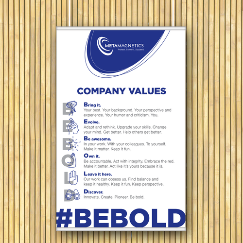 We need a powerful values poster to boost employees Morale! Design by Sheko0013