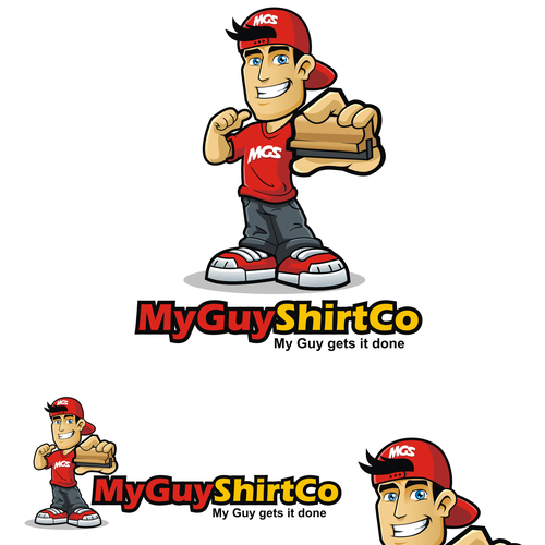 Design a cartoon guy logo for t-shirt printing company Design by .m.i.a.