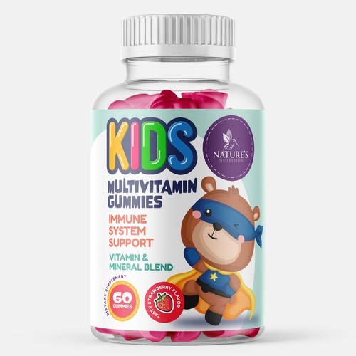 Tasty Kids Multivitamin Gummies Product Label for Nature's Nutrition Design by gs-designs