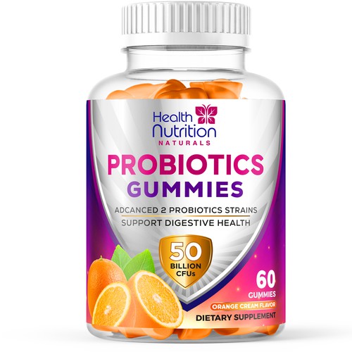 Healthy Probiotic Gummies Label needed for Health Nutrition Design by JOHN's_AlphaCreation
