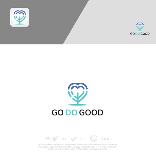Design a modern logo for a mobile app, promoting doing good in community. Design by Klaudi
