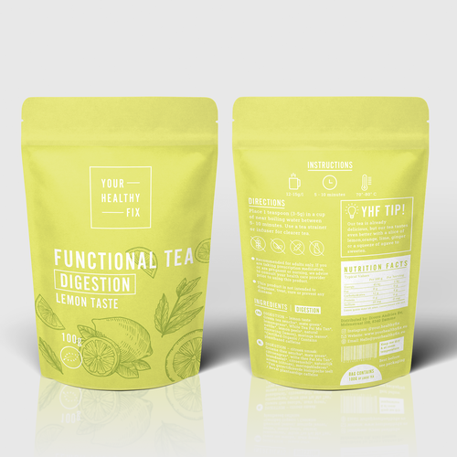 Functional Tea collection design for a health supplement brand! Design by Andrea Malagarriga