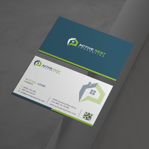 Modern Business Cards for Active Rest Properties Design by Saman Osama