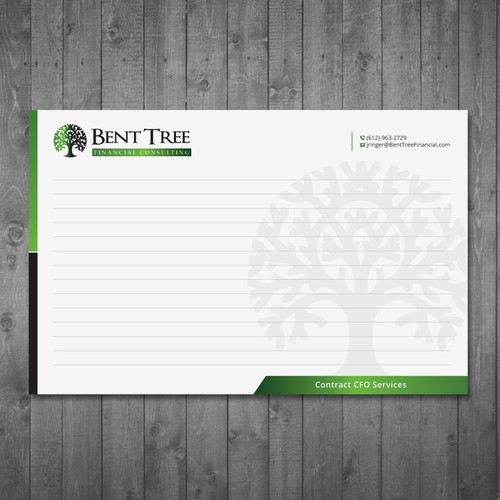 Crisp, creative notepad design with existing logo Design by Tcmenk