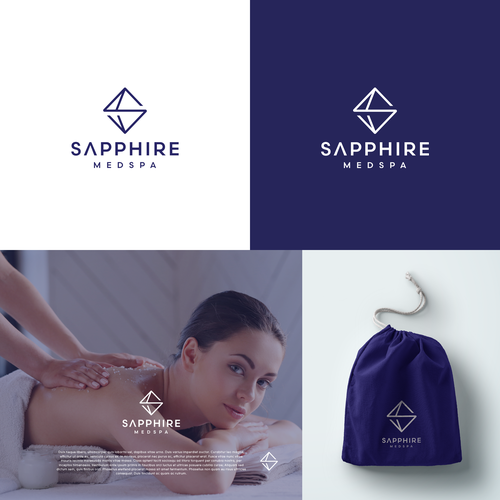 Sophisticated logo for high end medspa incorporate a ‘jewel/gem’ looking image in a tasteful way. Design by Asya Logo