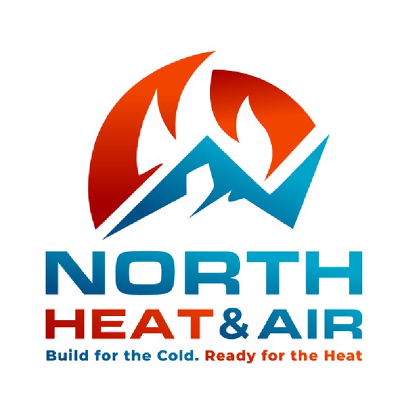 Powerful Logo for heating, cooling, gas line, and fireplace services