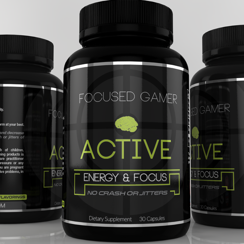 Create a Captivating Product Label Design - Focused Gamer supplement Integrating Gaming + the brain Design by gabson