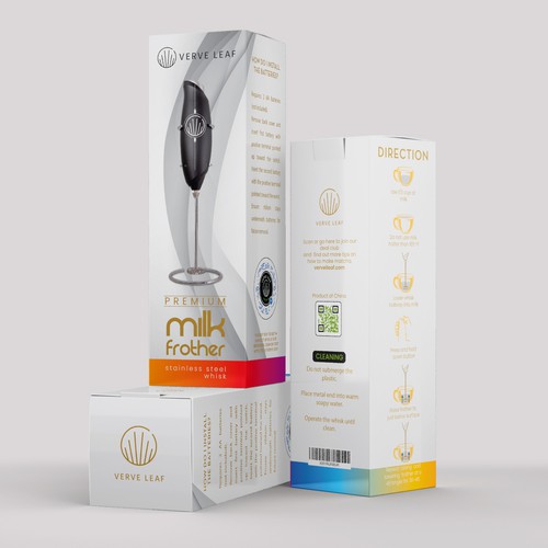 Electric Milk Frother Needs Fun Bold and Premium Design. Design by CUPEDIUM