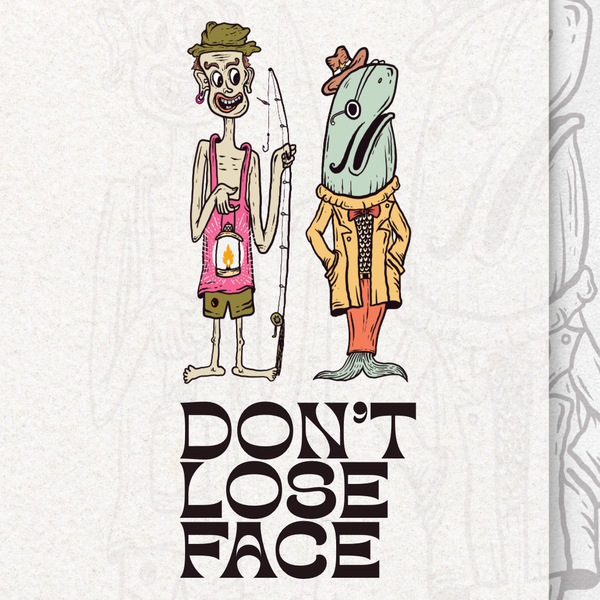 Design by SHFNHBB titled "Don't Lose Face | Surreal Character Illustration & Merchandise Design"