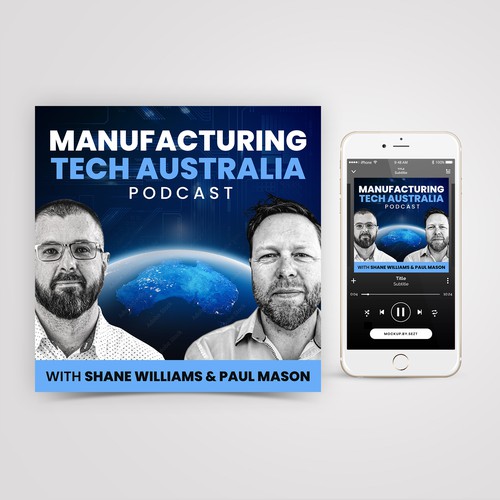 Artwork for podcast about technology in manufacturing Design by Sezt