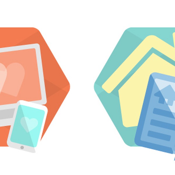 Illustrate vector badges for a new cloud-based service