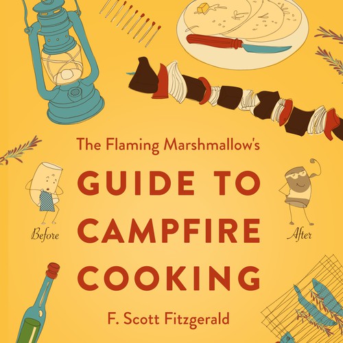 Create a cover design for a cookbook for camping. Design by Olef