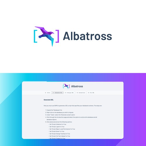 Create a logo for Albatross, a database migration tool. Design by eshtiyak™