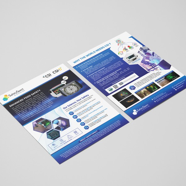 Design a high-impact flyer for food safety inspections using fluorescence optical technology