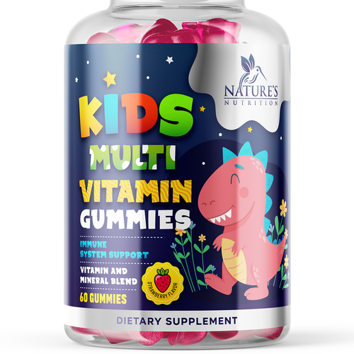 Tasty Kids Multivitamin Gummies Product Label for Nature's Nutrition Design by ZAKIGRAPH ®