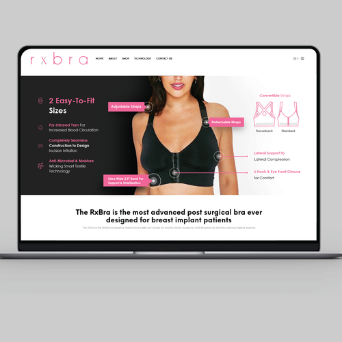 Graphic for website of our bra design / features