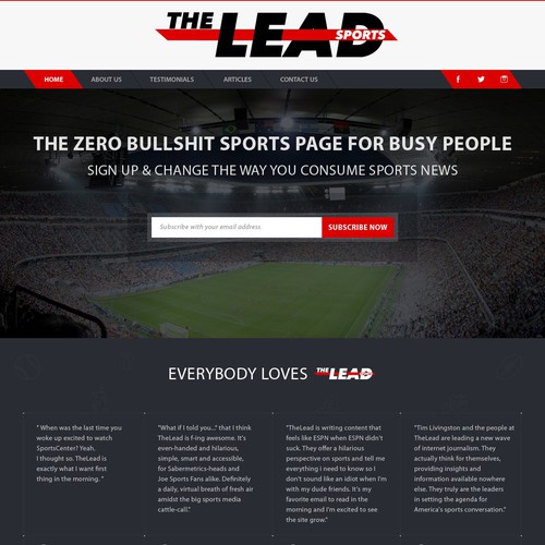 Design the Best Sports site on the  page design contest