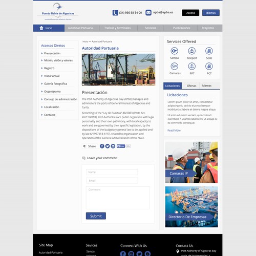 New website design for an important seaport Diseño de Gendesign