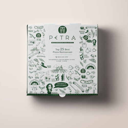 Pizza Box Design for award winning restaurant USA TODAY 'TOP 25 IN USA' Design by O_Nika Design!