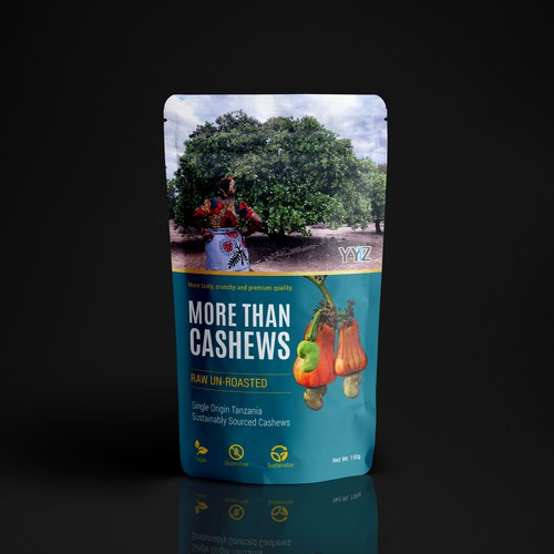 Create a beautiful stand up pouch for Sustainable, Single Origin Cashew Nuts Design by UniqueHub