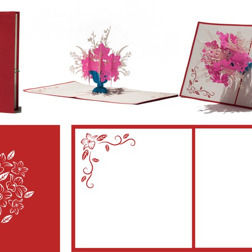 Create floral cover art for a beautiful paper floral pop-up greeting card Design by BrittnoriDesigns